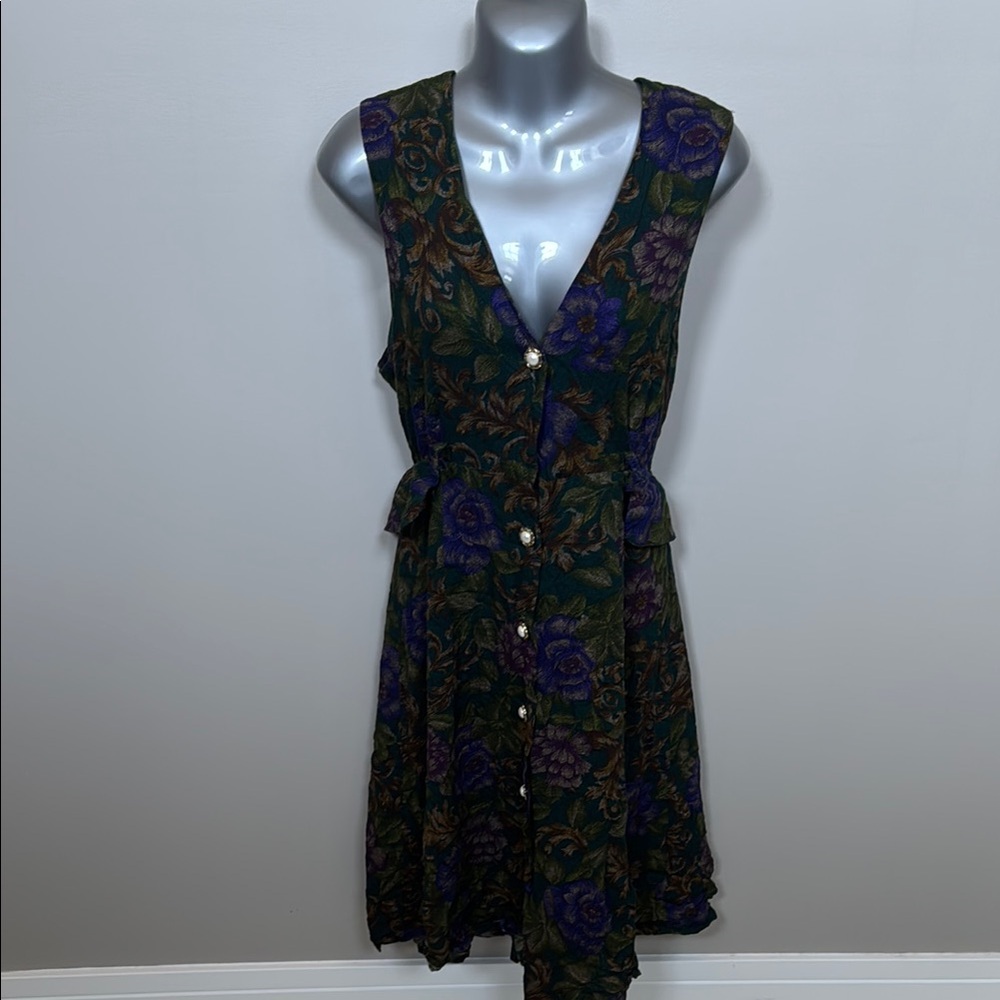 SL Fashions Black and Green Sleeveless Mini Wrap Dress